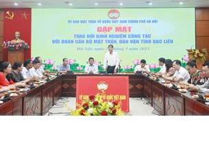 Thành phố Hà Nội và tỉnh Bạc Liêu trao đổi kinh nghiệm công tác Mặt trận