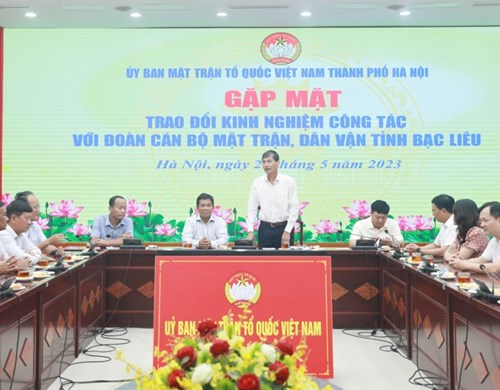 Thành phố Hà Nội và tỉnh Bạc Liêu trao đổi kinh nghiệm công tác Mặt trận